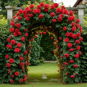 Роза плетистая Алый Триумф купить по цене от 319р. в интернет-магазине «Посадика» с доставкой почтой в в Сосенскийе и по всей России – [изображение №1].